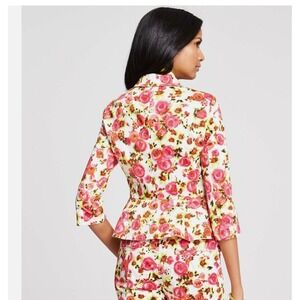 Ann Taylor Floral Blazer Jacket Coral Pink White Roses 18T NWT